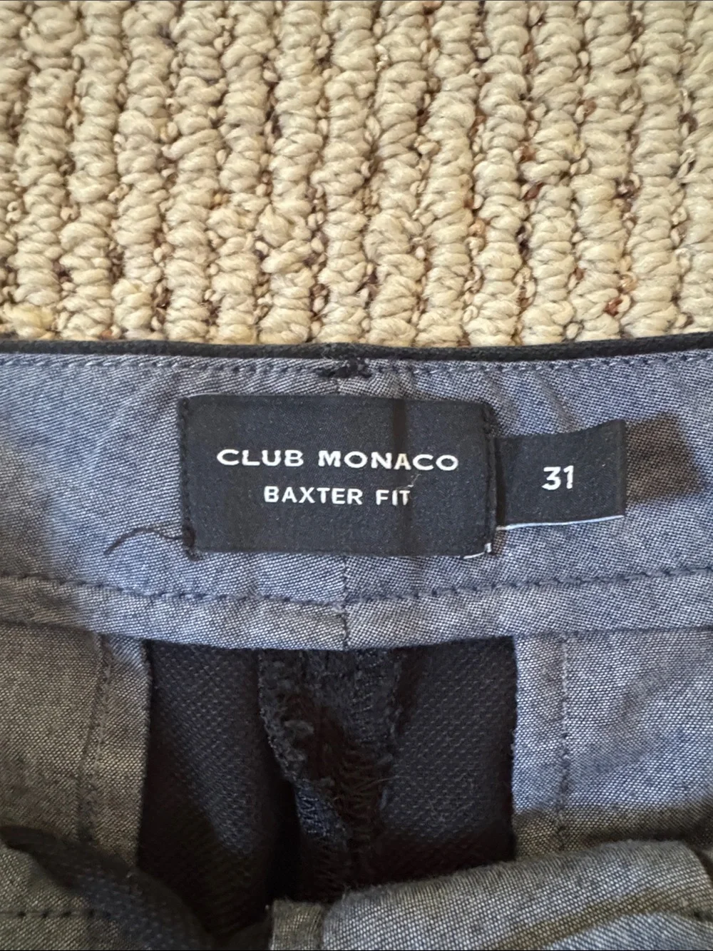 Club Monaco Black Flat-Front Chino Shorts